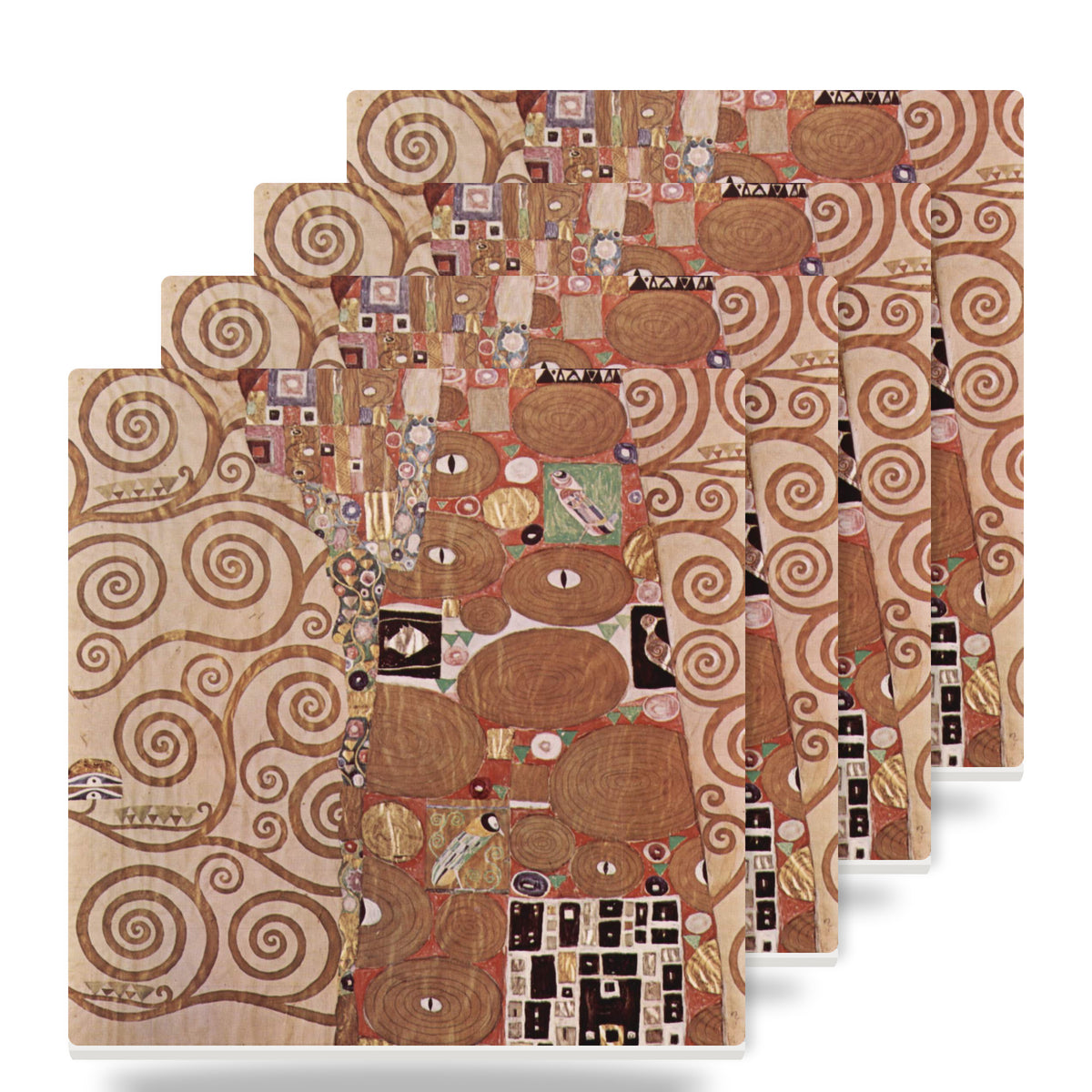 Klimt Tree Of Life ceramic coasters set of 4
