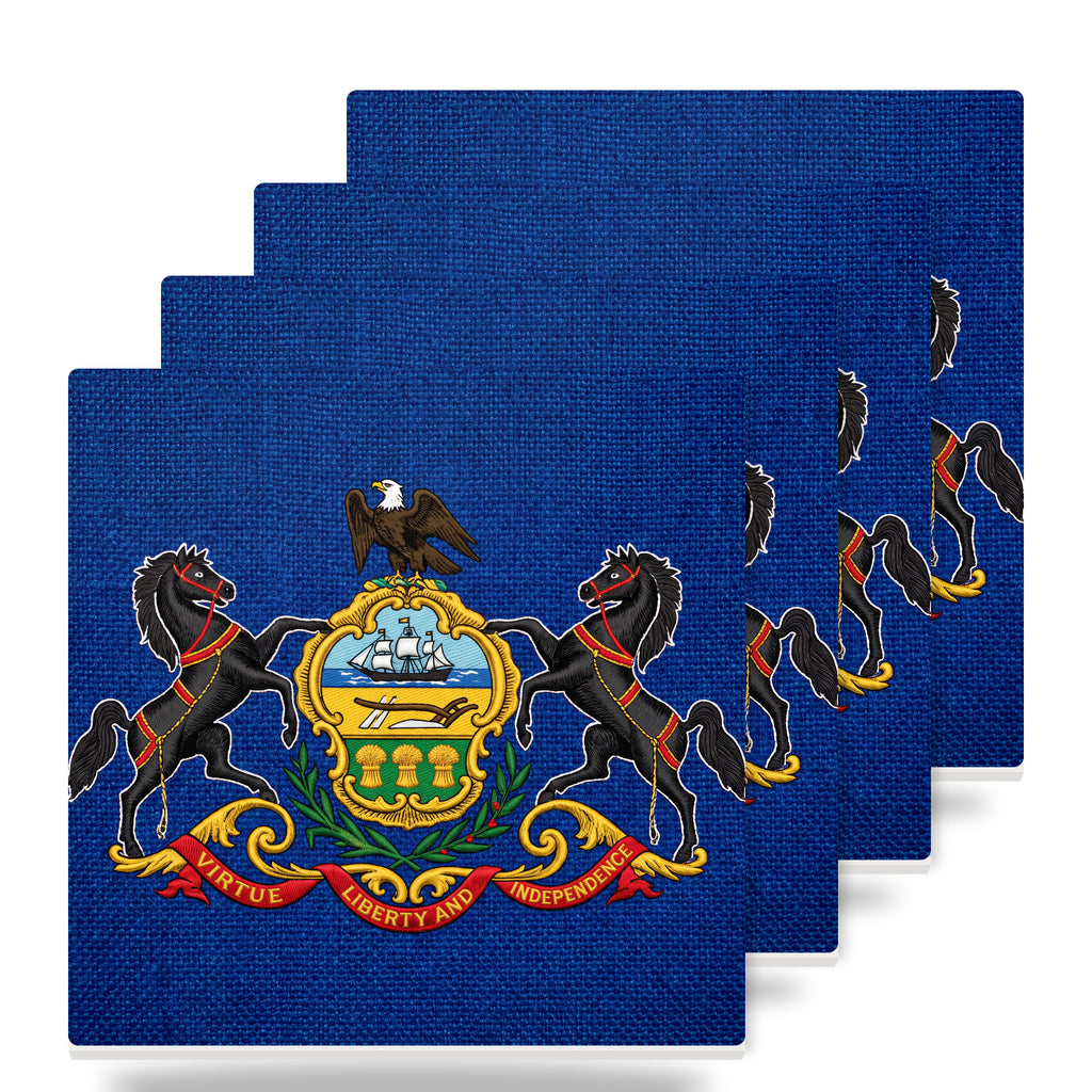 Pennsylvania State Flag ceramic coasters set of 4
