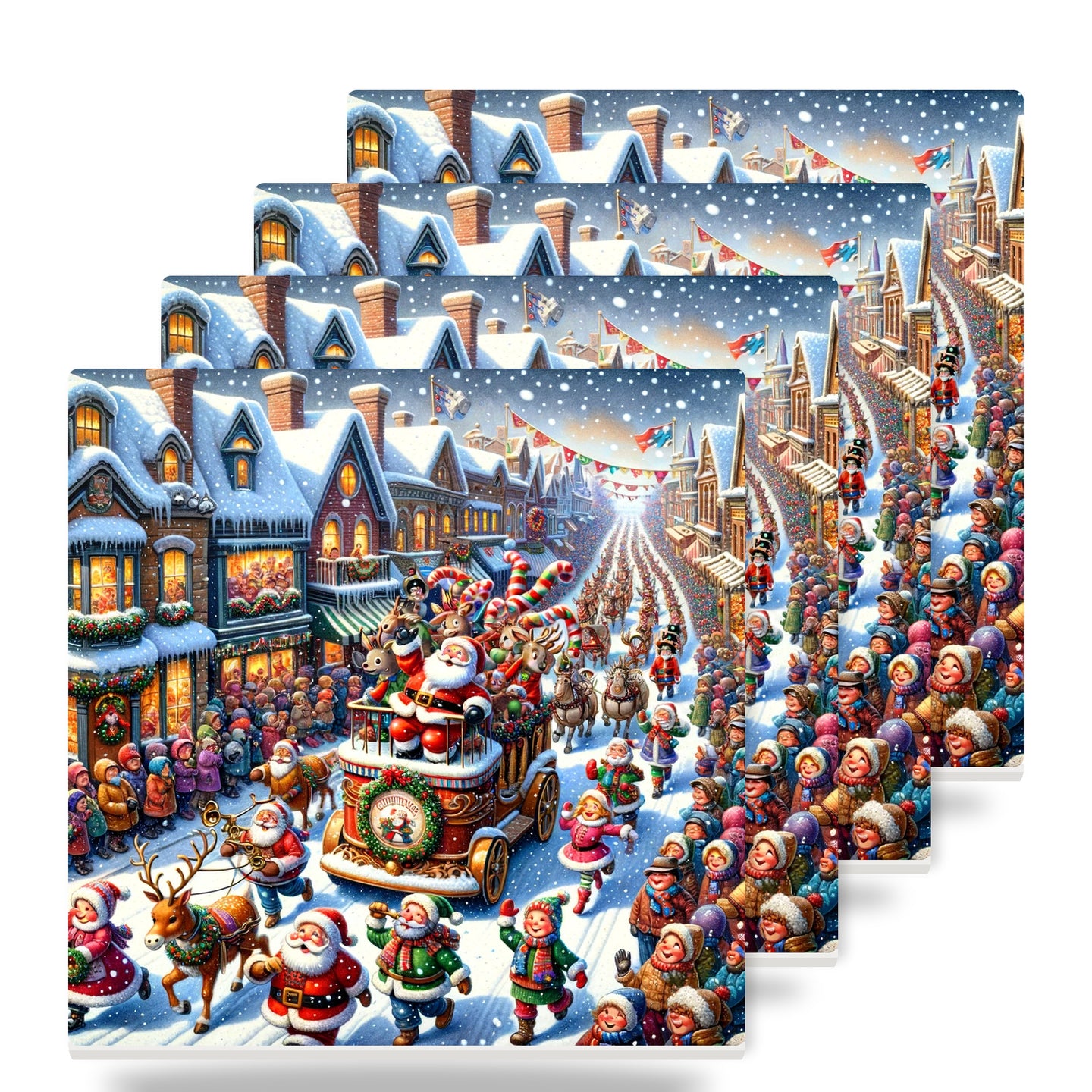 Vintage Santa Parade ceramic coasters set of 4