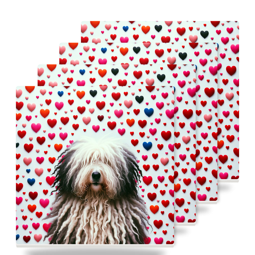 Bergamasco Sheepdog ceramic coasters set of 4
