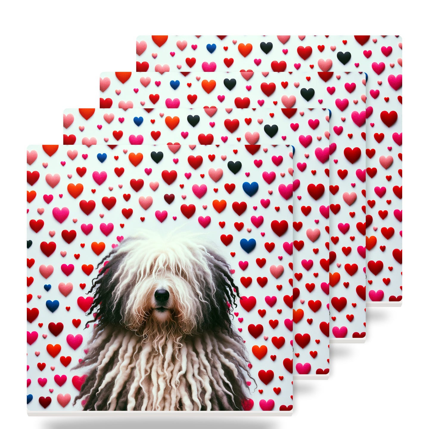 Bergamasco Sheepdog ceramic coasters set of 4