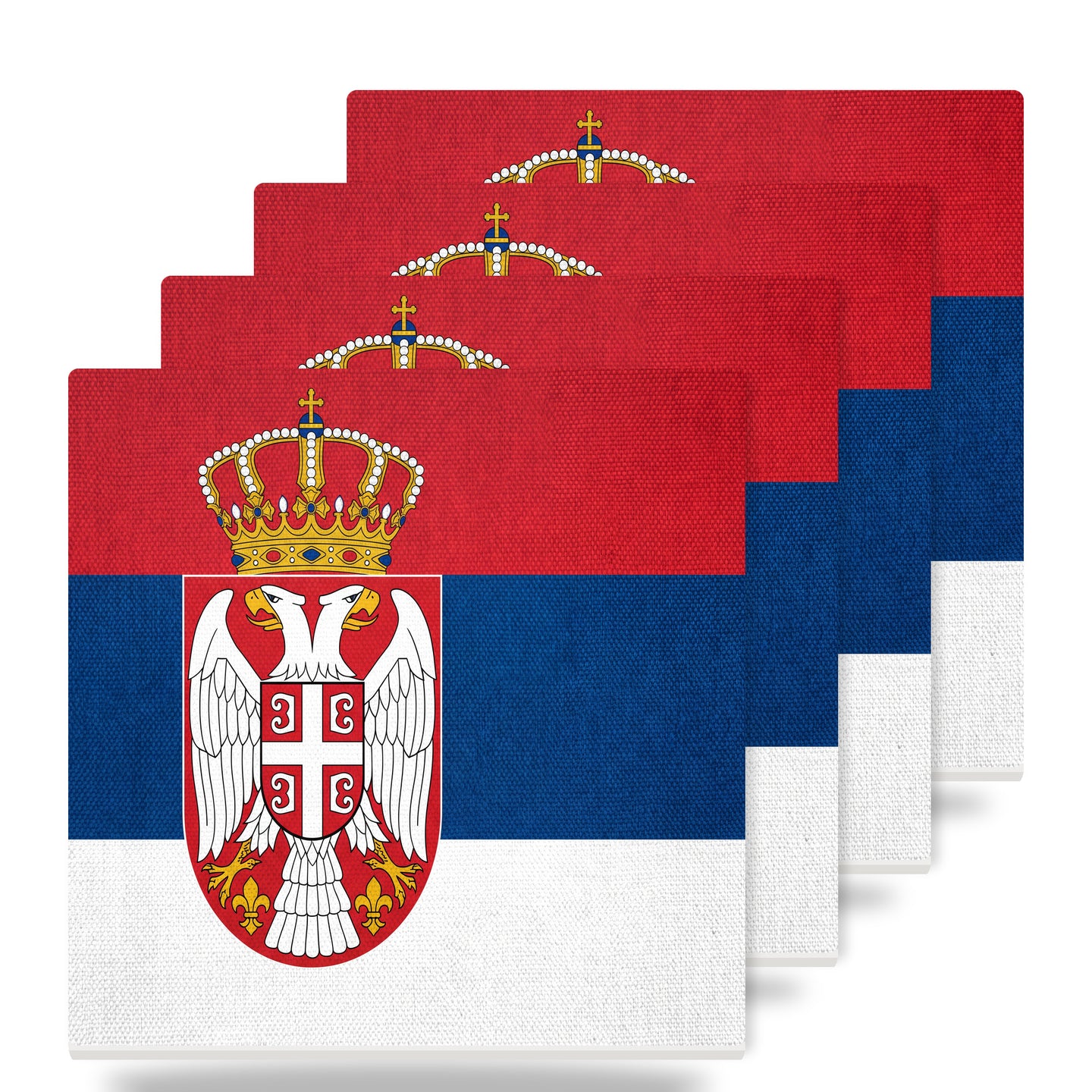 Serbia Flag Pride ceramic coasters set of 4