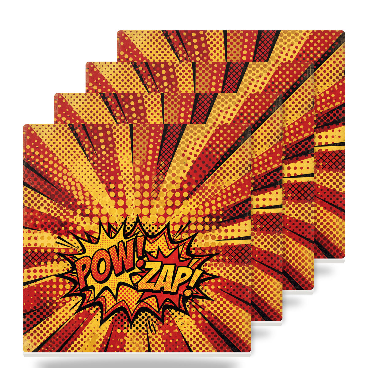 Pop Art Comic Dots ceramic coasters set of 4