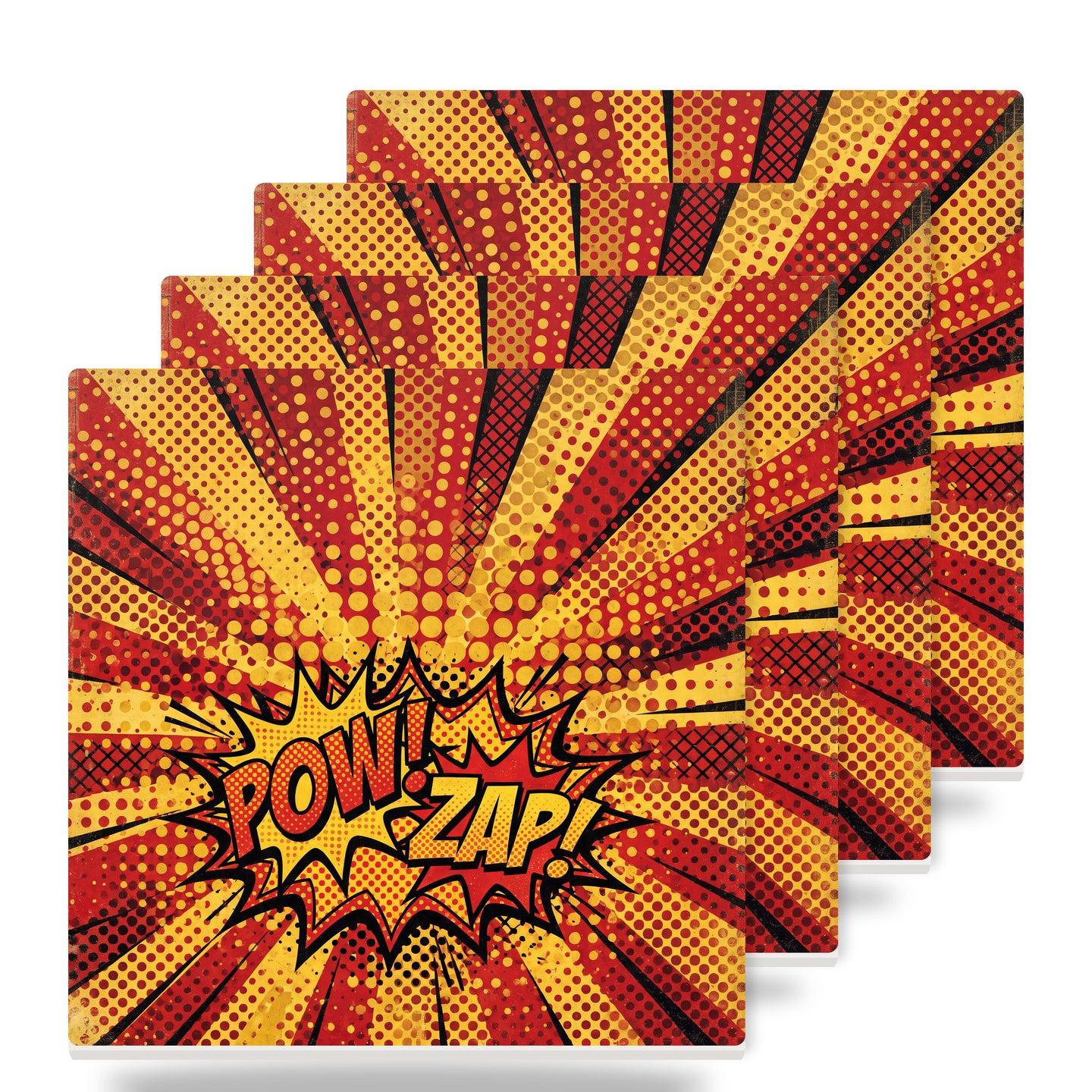 Pop Art Comic Dots ceramic coasters set of 4