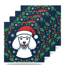 Poodle Christmas Ornament Art ceramic coasters set of 4