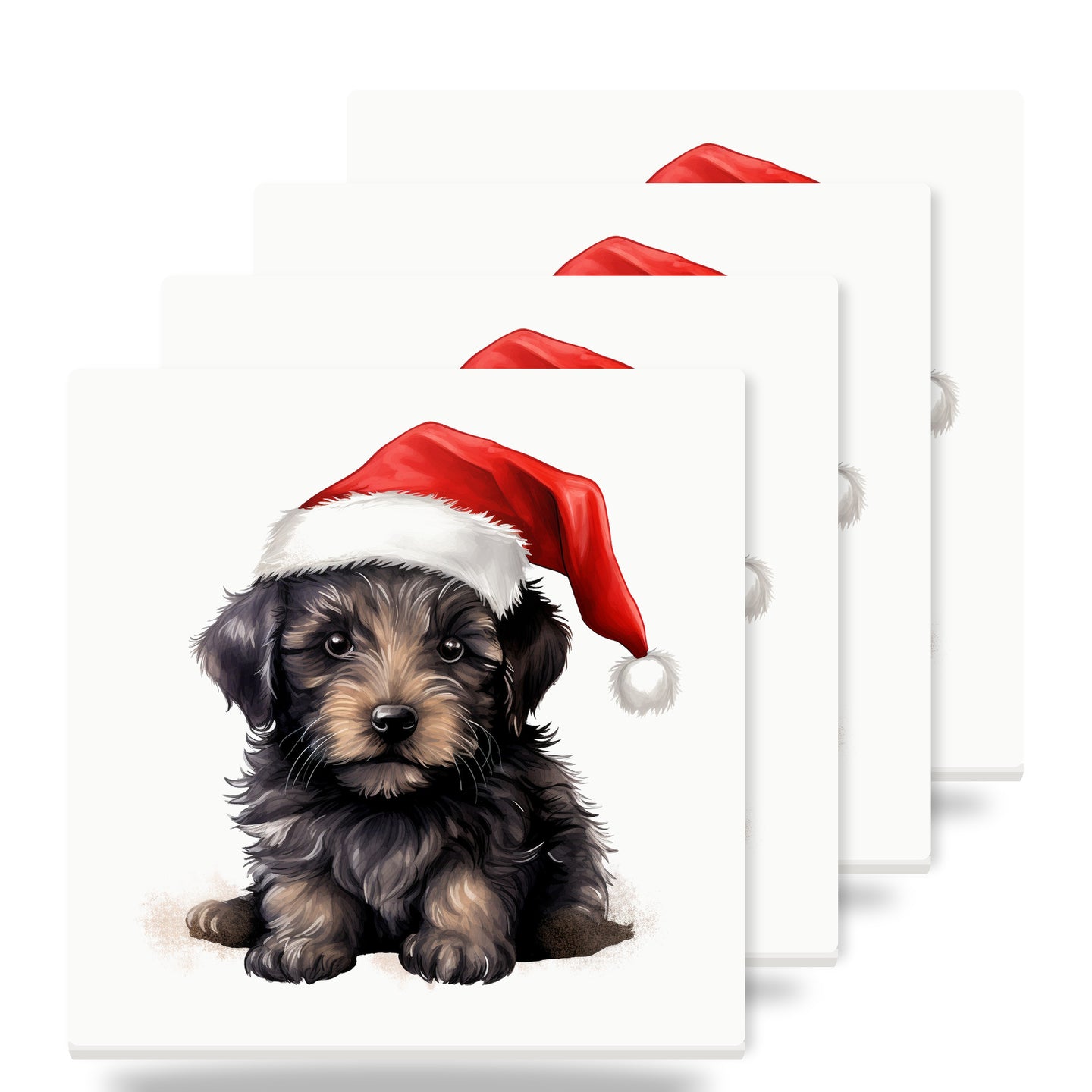 Bouvier de Flandre Puppy Drawing ceramic coasters set of 4