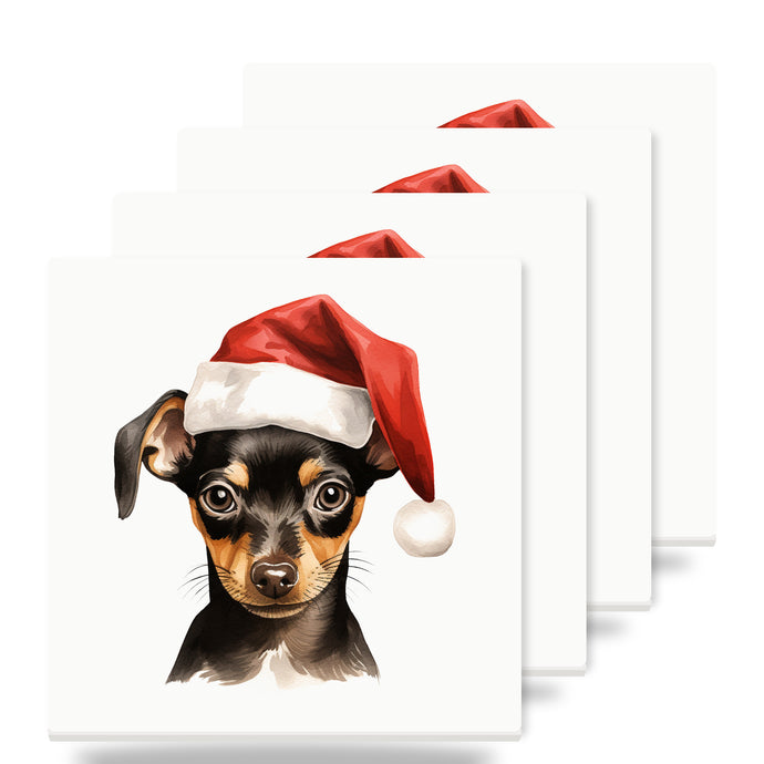 Miniature Pinscher Puppy Drawing ceramic coasters set of 4