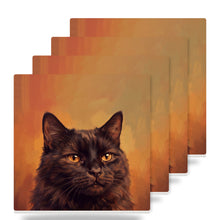 Black Cat Portrait ceramic coasters set of 4