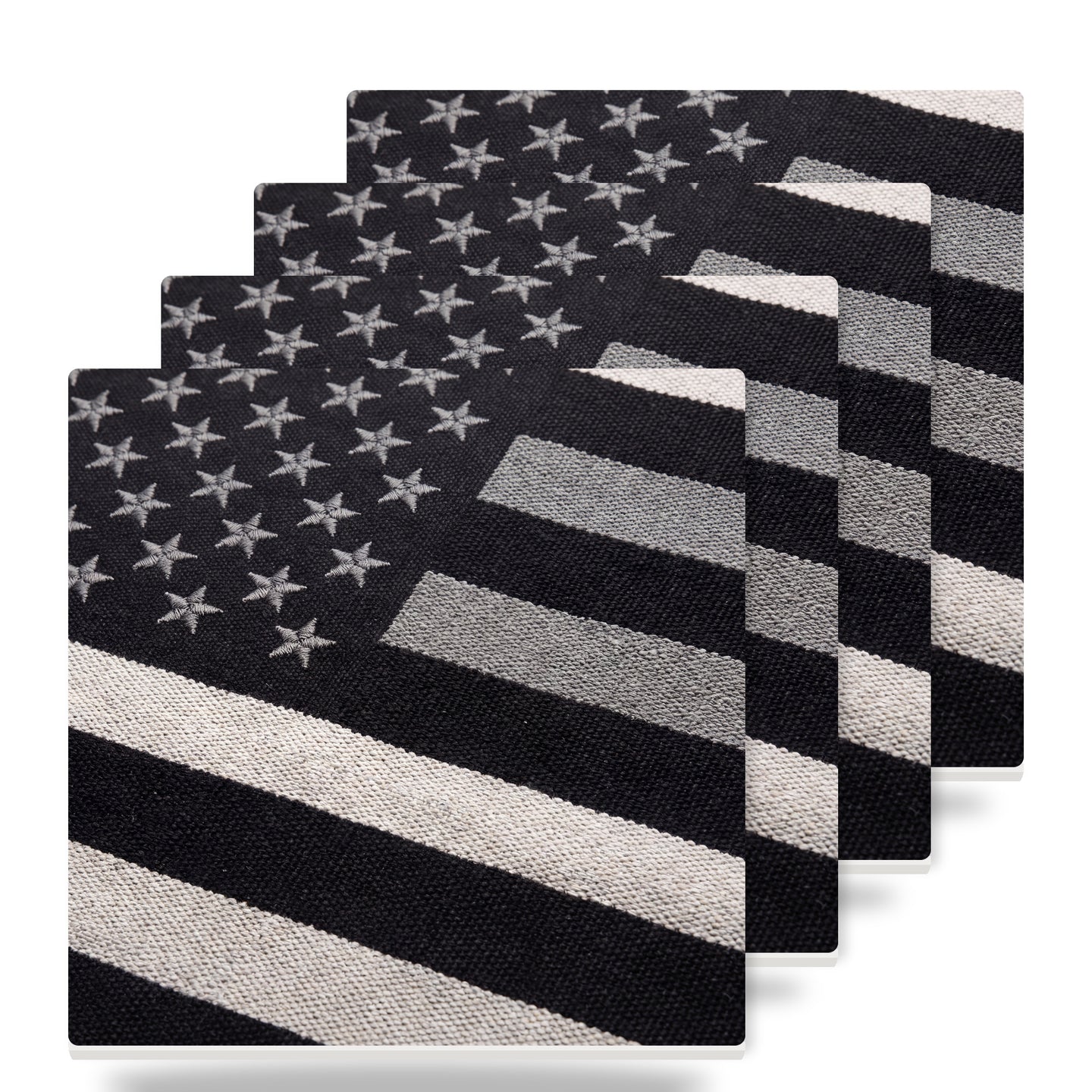 Black & White American Flag ceramic coasters set of 4