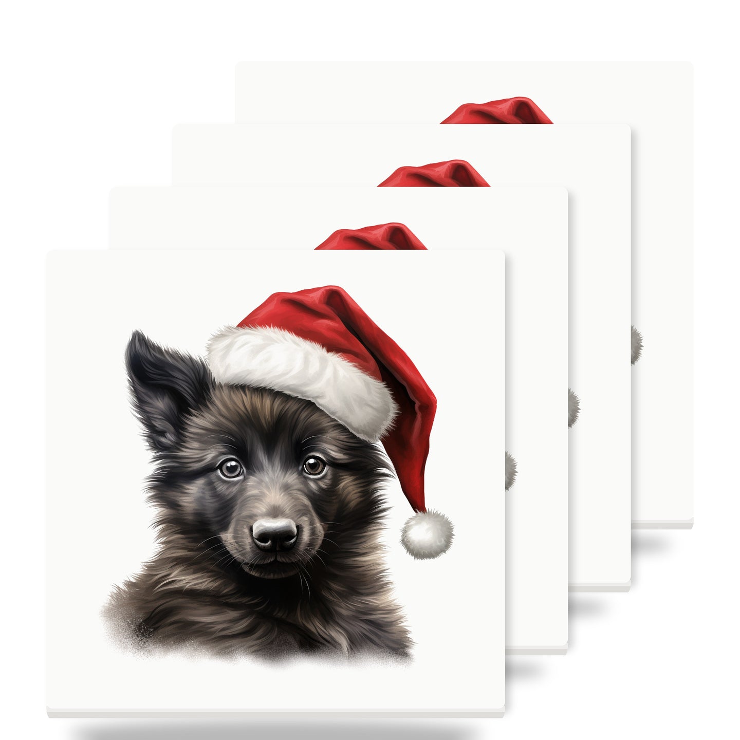 Belgian Sheepdog Puppy Drawing ceramic coasters set of 4