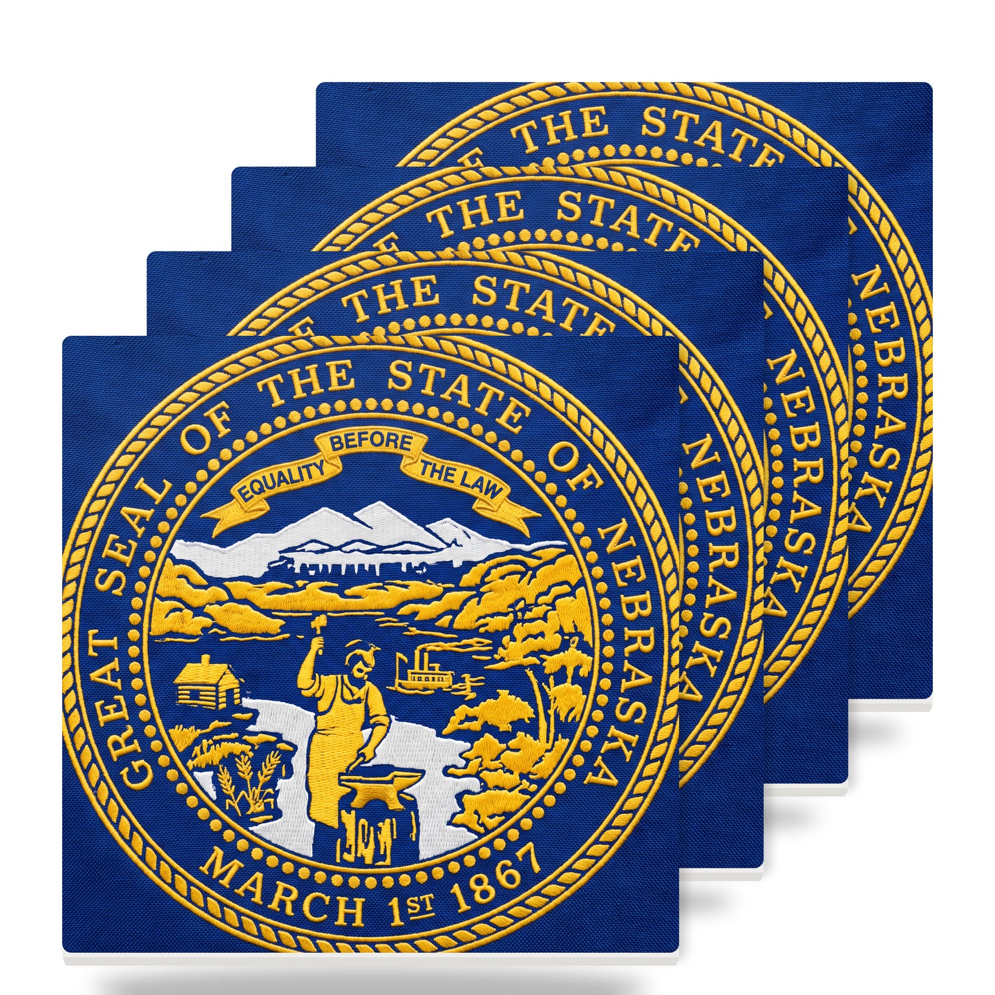 Nebraska State Flag ceramic coasters set of 4