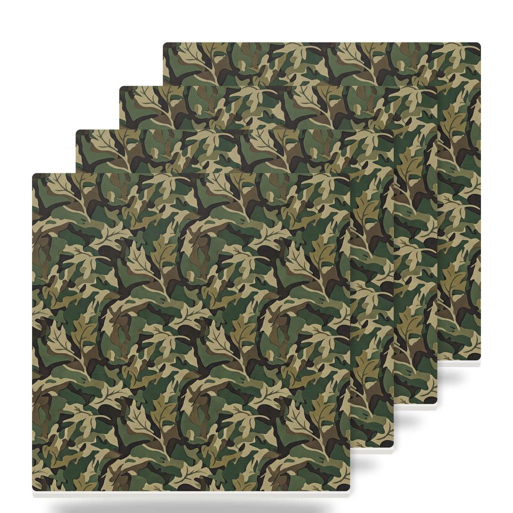 Green Camo ceramic coasters set of 4
