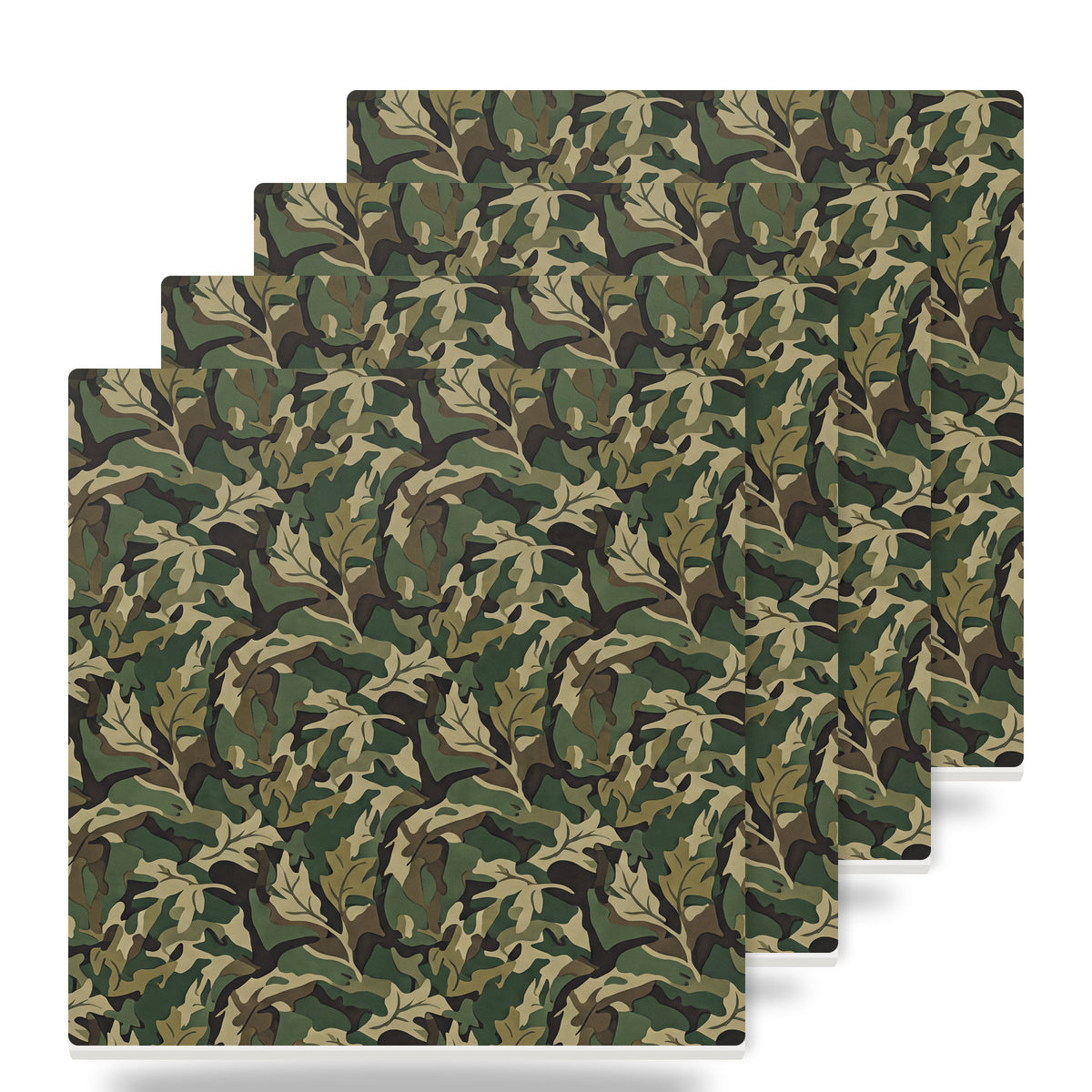 Green Camo ceramic coasters set of 4