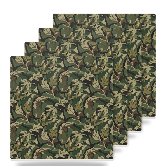 Green Camo ceramic coasters set of 4