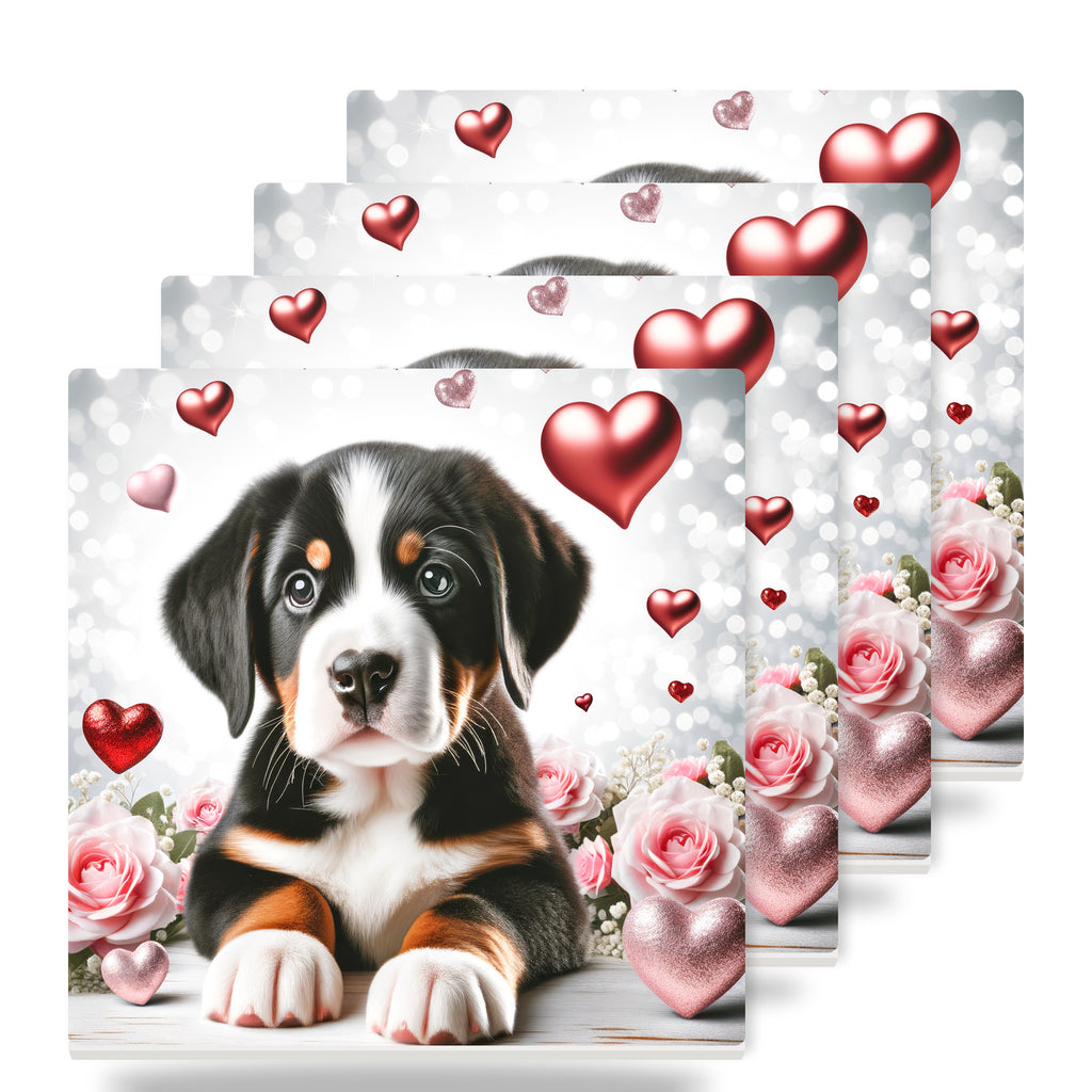 Greater Swiss Mountain Dog ceramic coasters set of 4