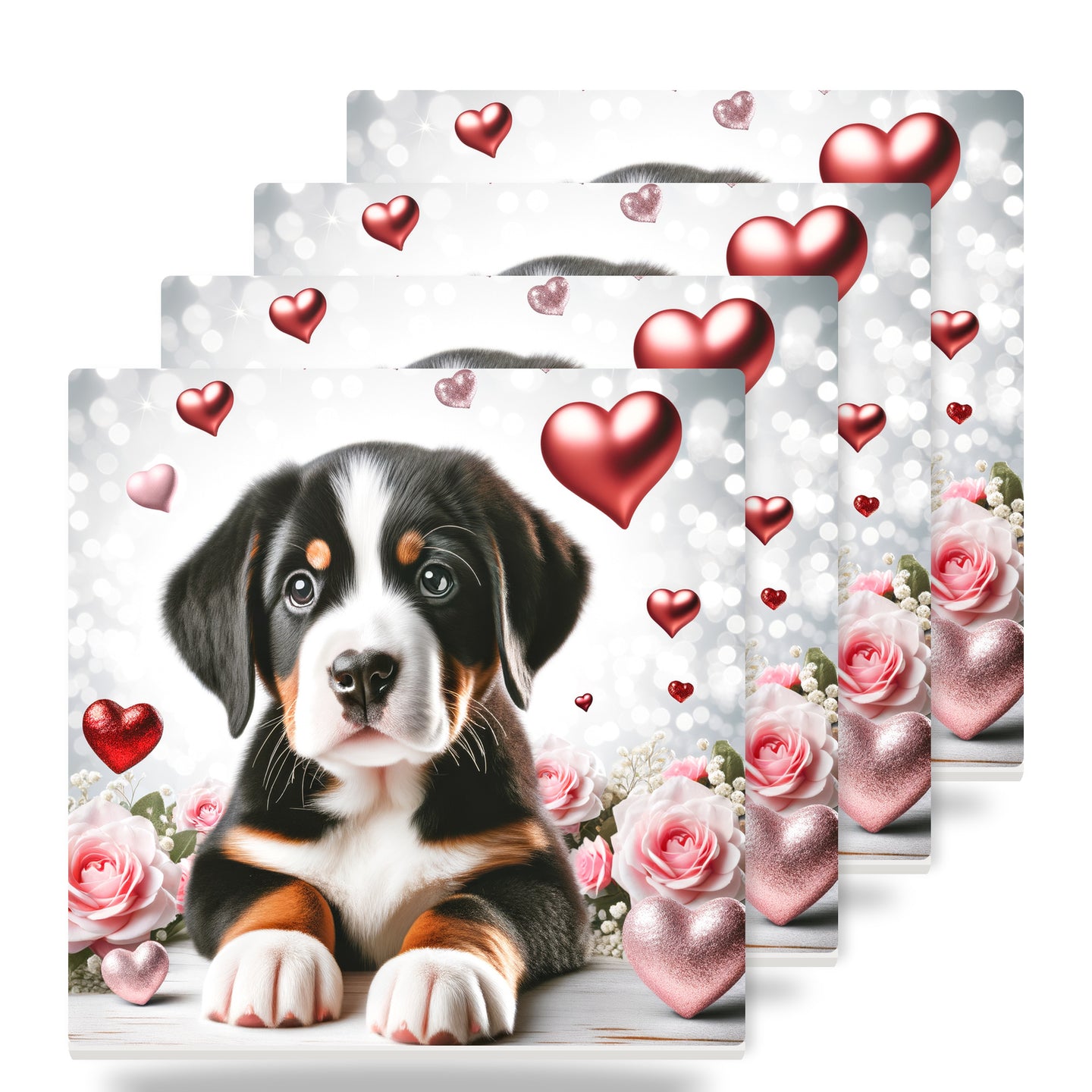 Greater Swiss Mountain Dog ceramic coasters set of 4