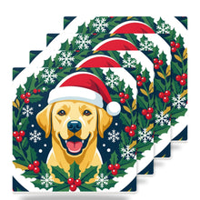 Labrador Retriever Christmas Ornament Art ceramic coasters set of 4
