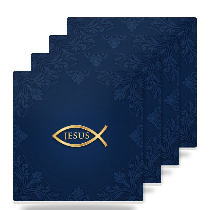 Ichthys Fish ceramic coasters set of 4