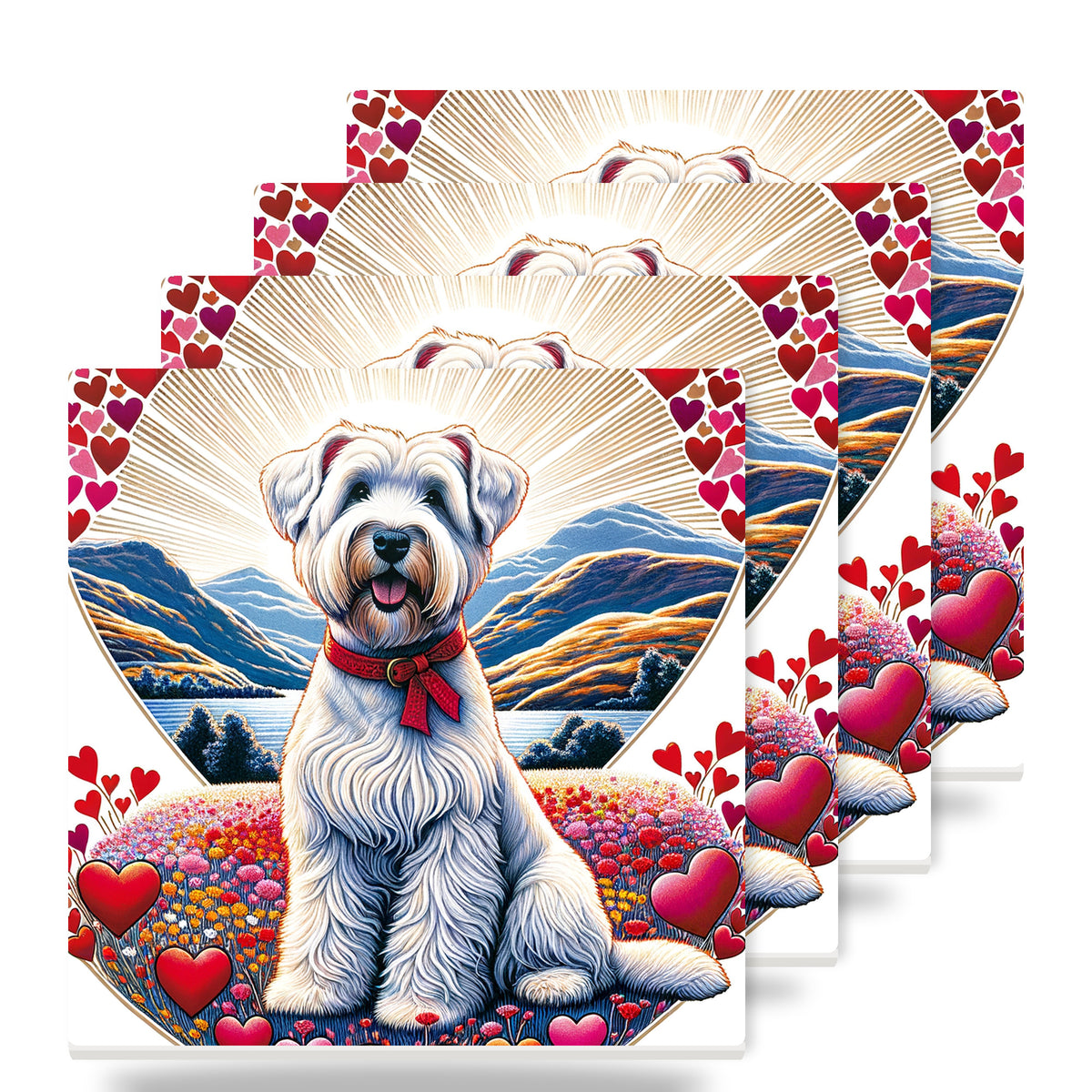 Soft Coated Wheaten Terrier ceramic coasters set of 4