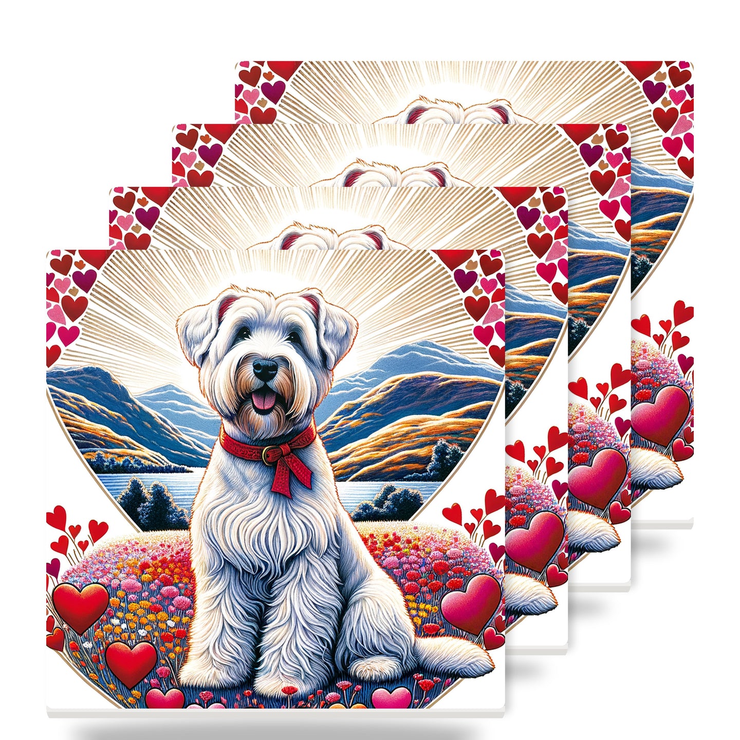 Soft Coated Wheaten Terrier ceramic coasters set of 4