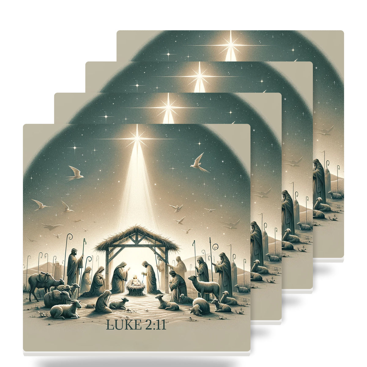 Golden Star Nativity ceramic coasters set of 4