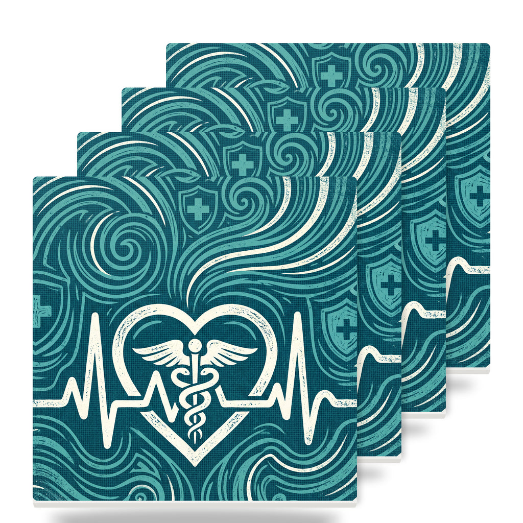 Nurse Heartbeat ceramic coasters set of 4