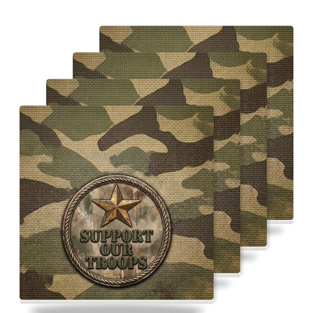 Military Camo Support ceramic coasters set of 4