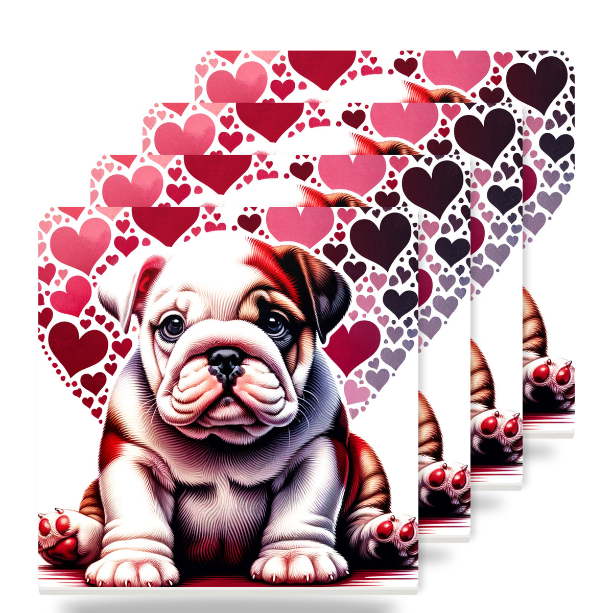 Bulldog ceramic coasters set of 4