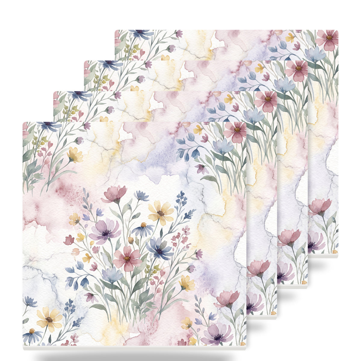 Wildflower Meadow ceramic coasters set of 4