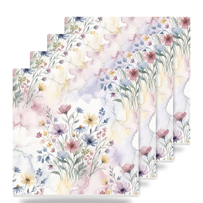 Wildflower Meadow ceramic coasters set of 4