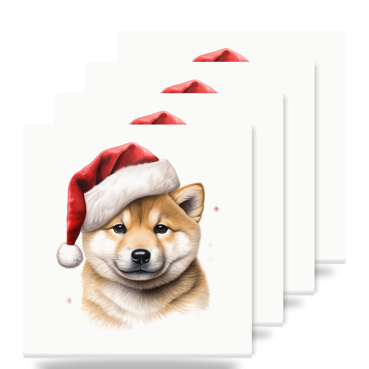 Shiba Inu Puppy Drawing ceramic coasters set of 4