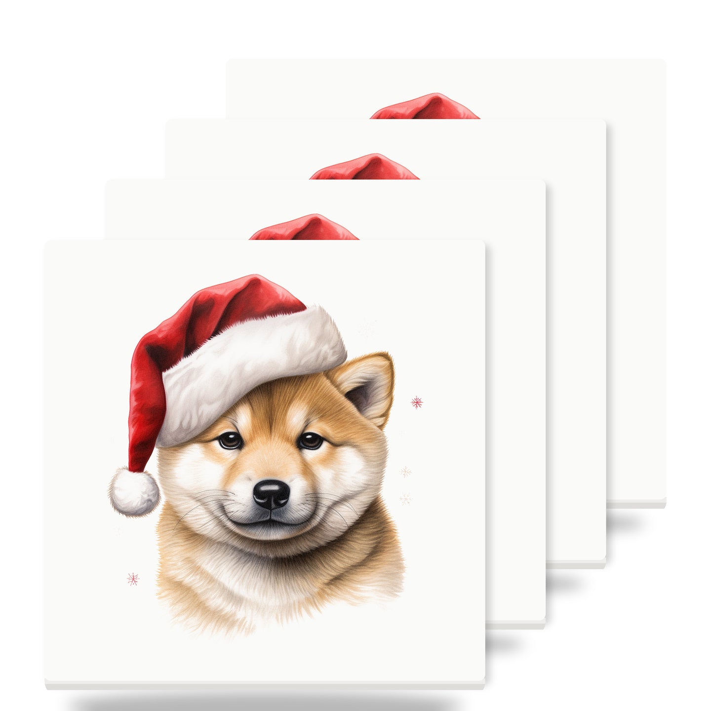 Shiba Inu Puppy Drawing ceramic coasters set of 4
