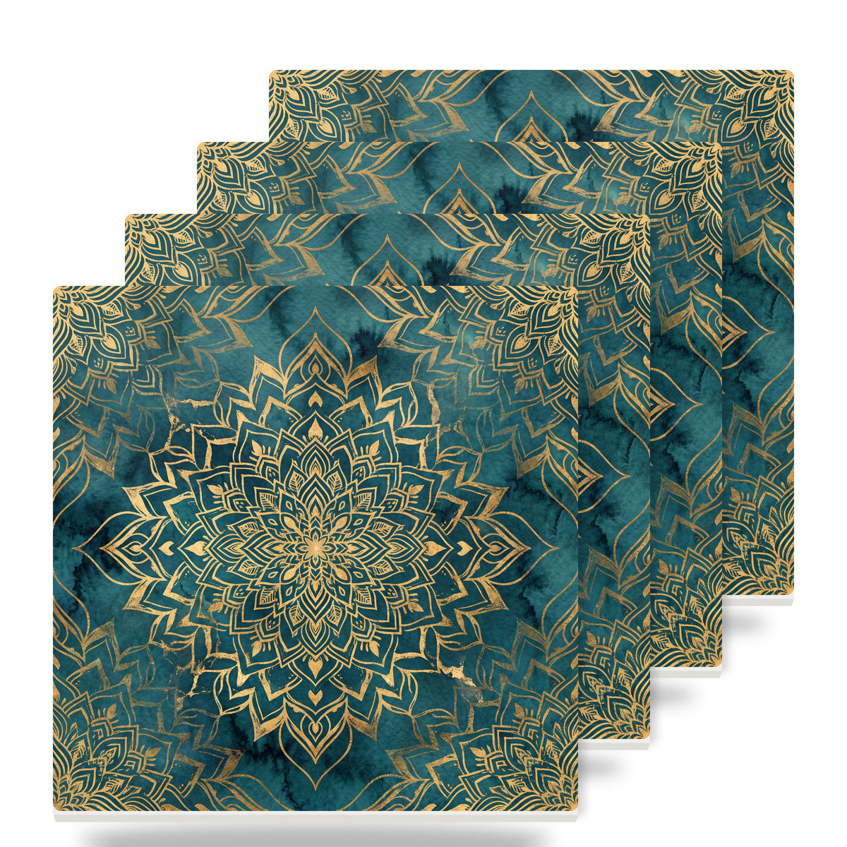 Mandala ceramic coasters set of 4