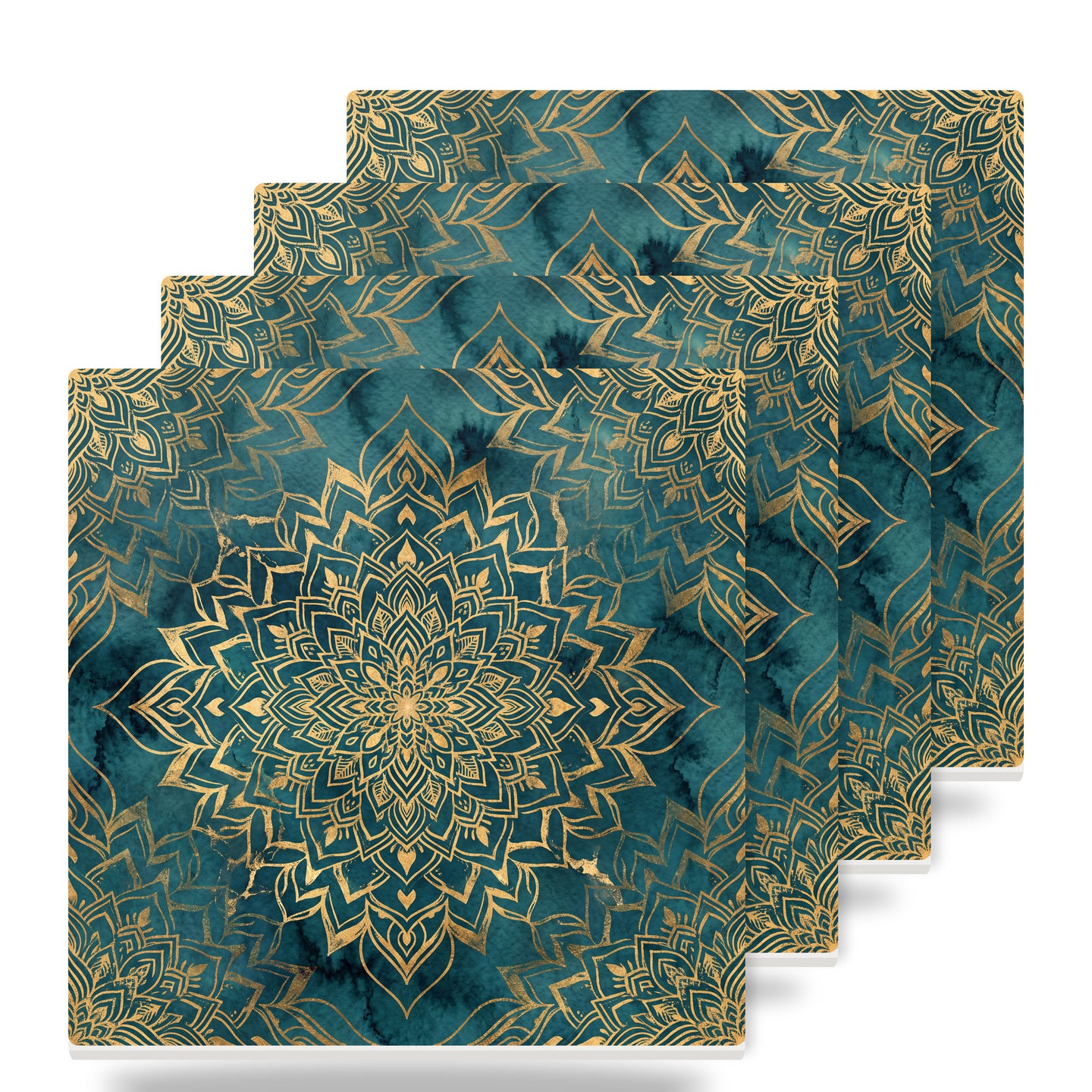 Mandala ceramic coasters set of 4