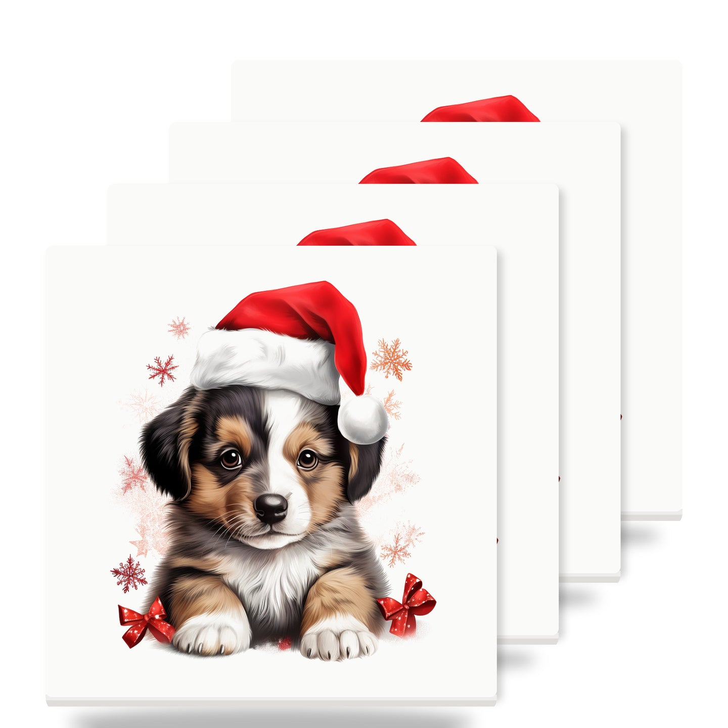 Pulik Puppy Drawing ceramic coasters set of 4