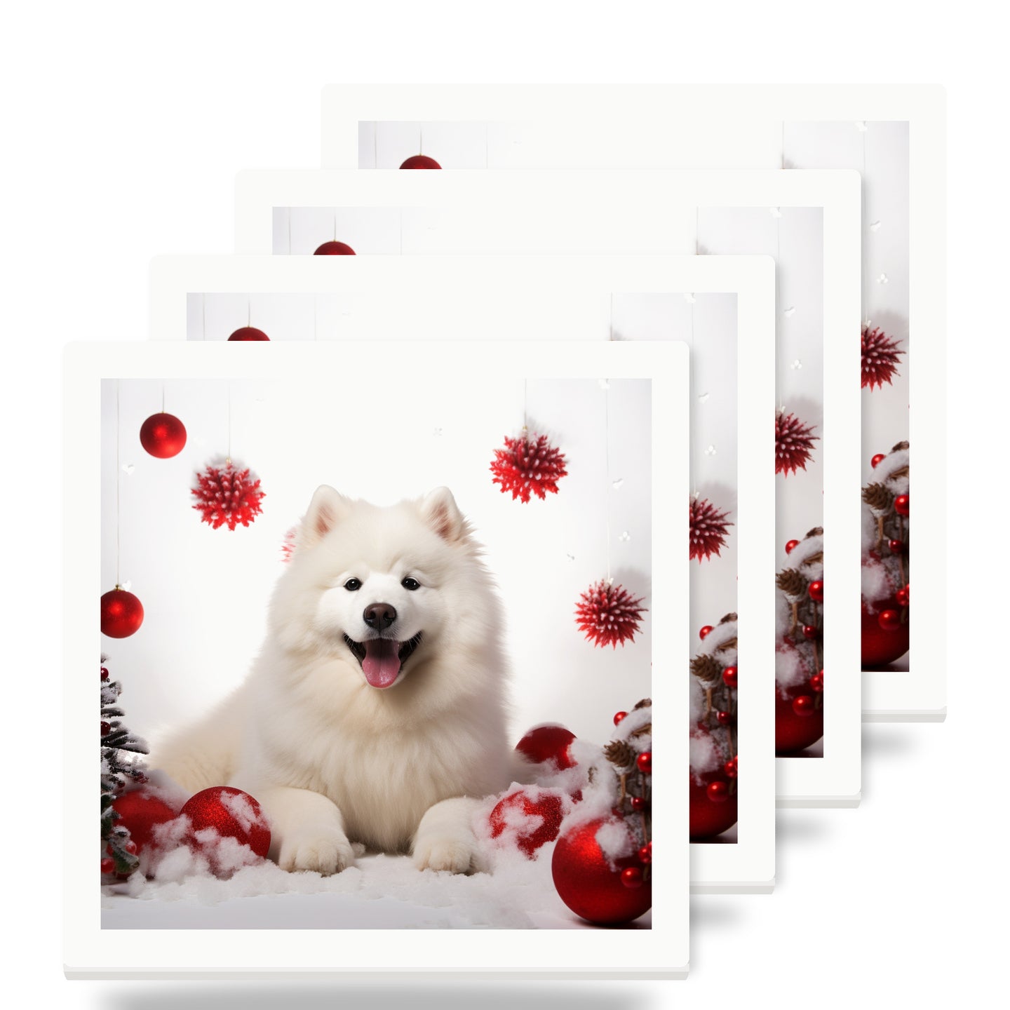Samoyed ceramic coasters set of 4