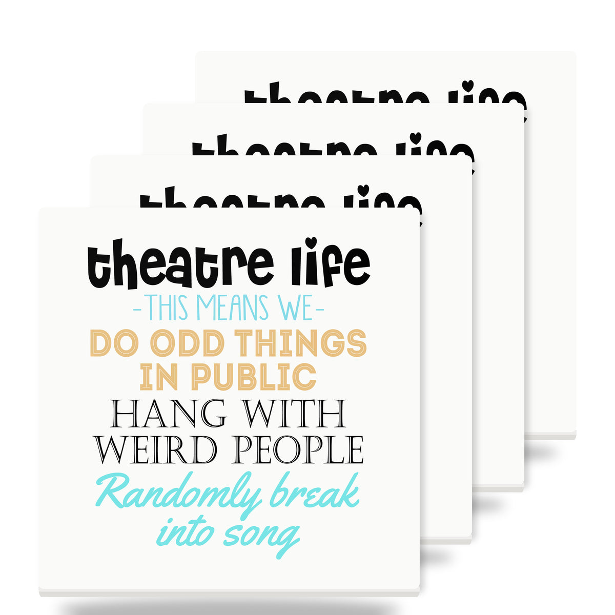 Theatre Life - Odd Things in Public ceramic coasters set of 4