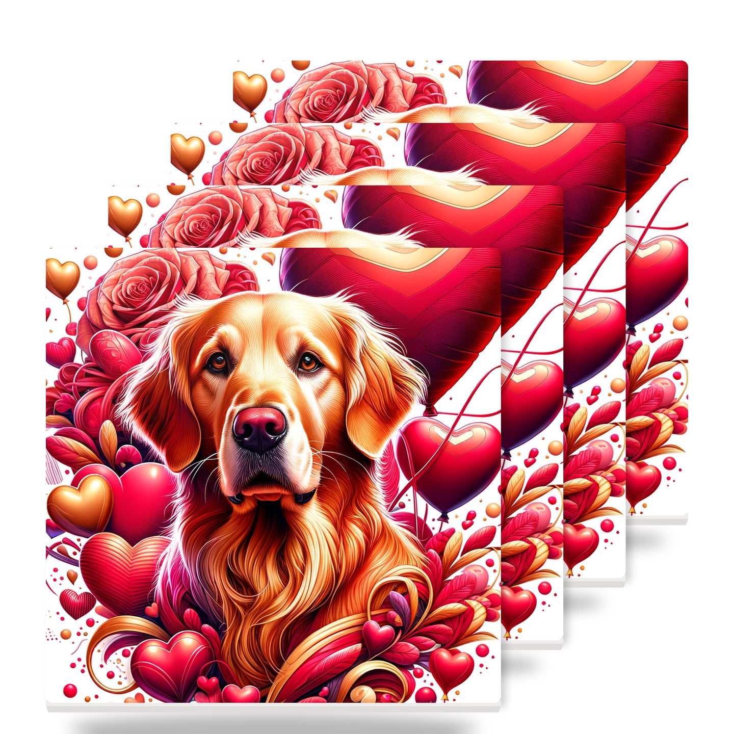 Golden Retriever ceramic coasters set of 4