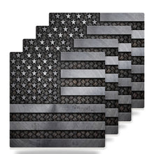 Rustic Steel American Flag ceramic coasters set of 4