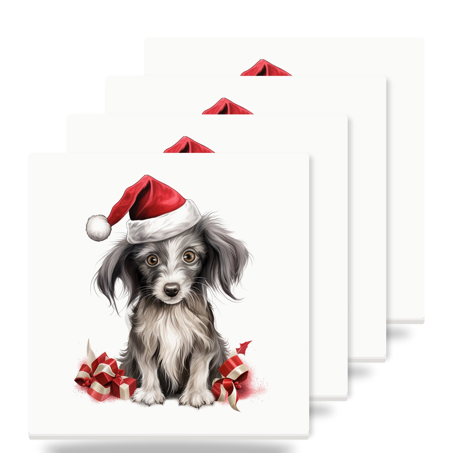 Chinese Crested Puppy Drawing ceramic coasters set of 4