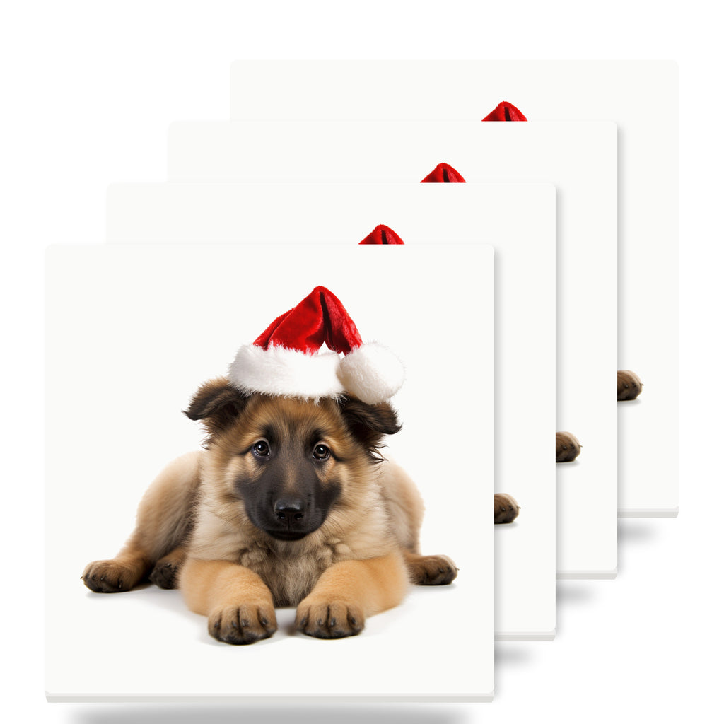 Belgian Tervuren Puppy ceramic coasters set of 4