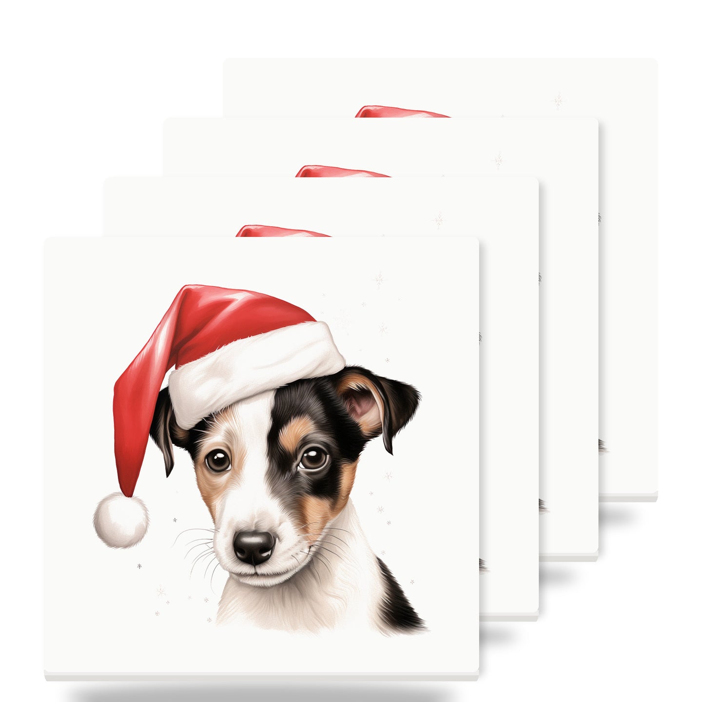 Smooth Fox Terrier Puppy Drawing ceramic coasters set of 4