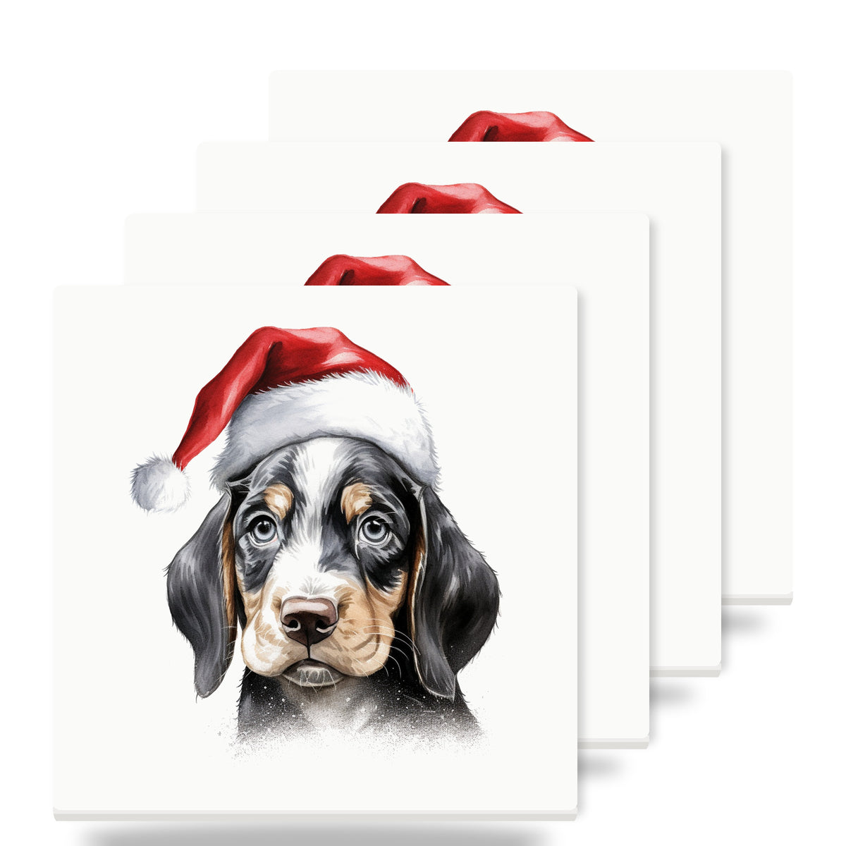 Bluetick Coonhound Puppy Drawing ceramic coasters set of 4