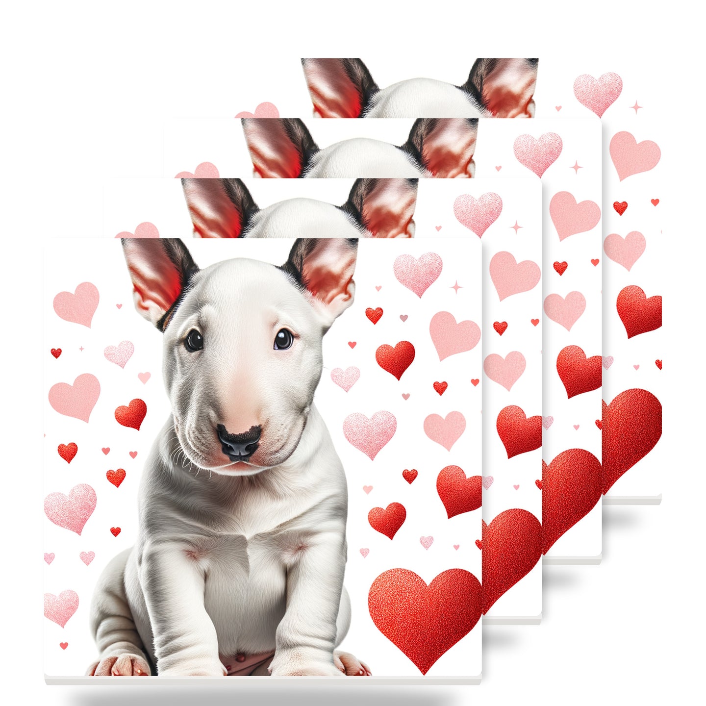 Bull Terrier ceramic coasters set of 4