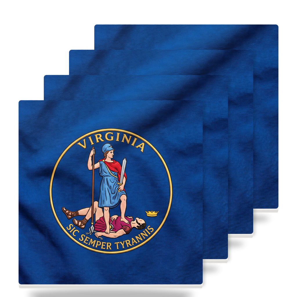 Virginia State Flag ceramic coasters set of 4