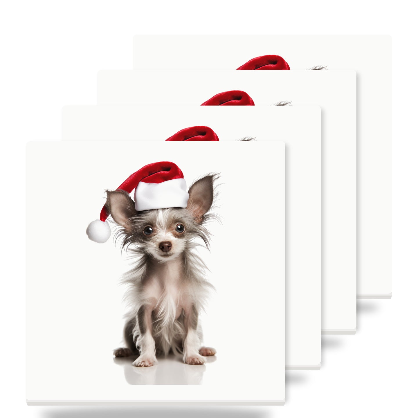 Chinese Crested Puppy ceramic coasters set of 4