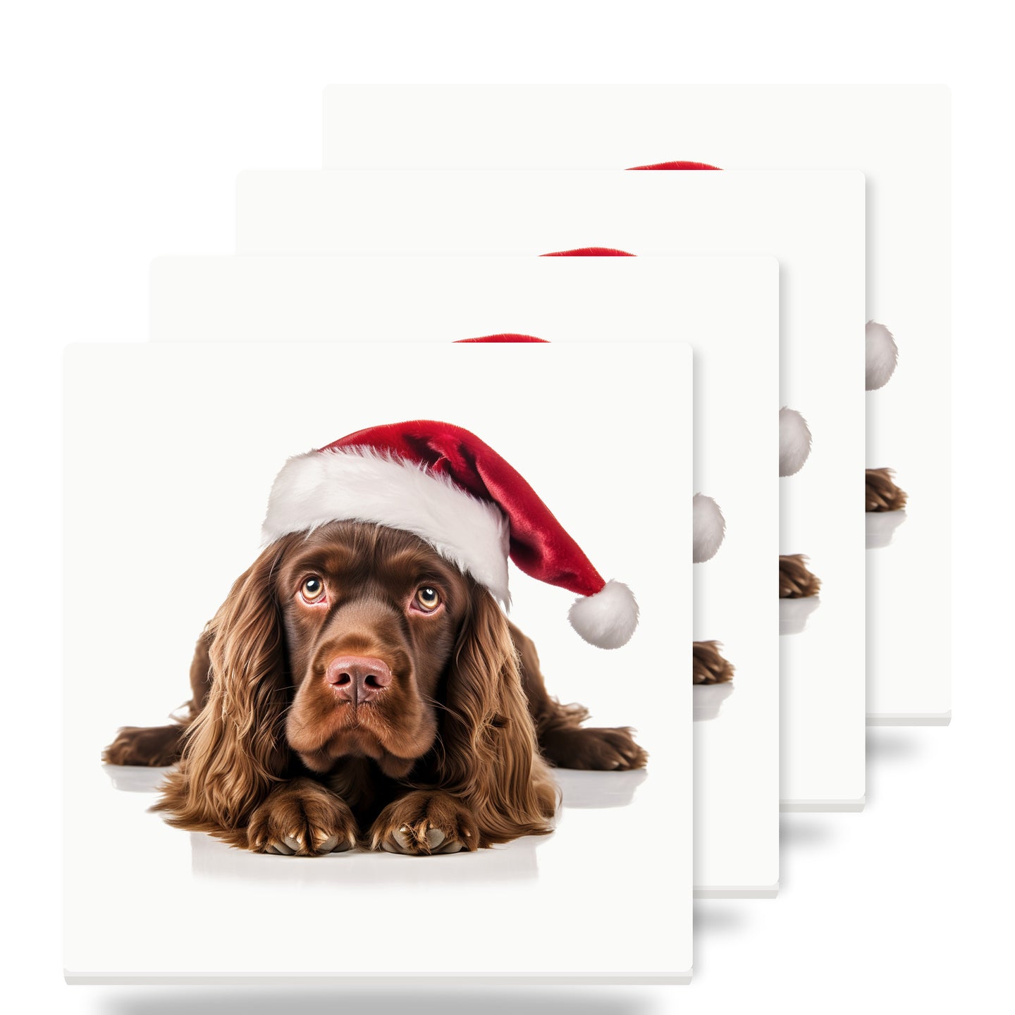 Sussex Spaniel ceramic coasters set of 4