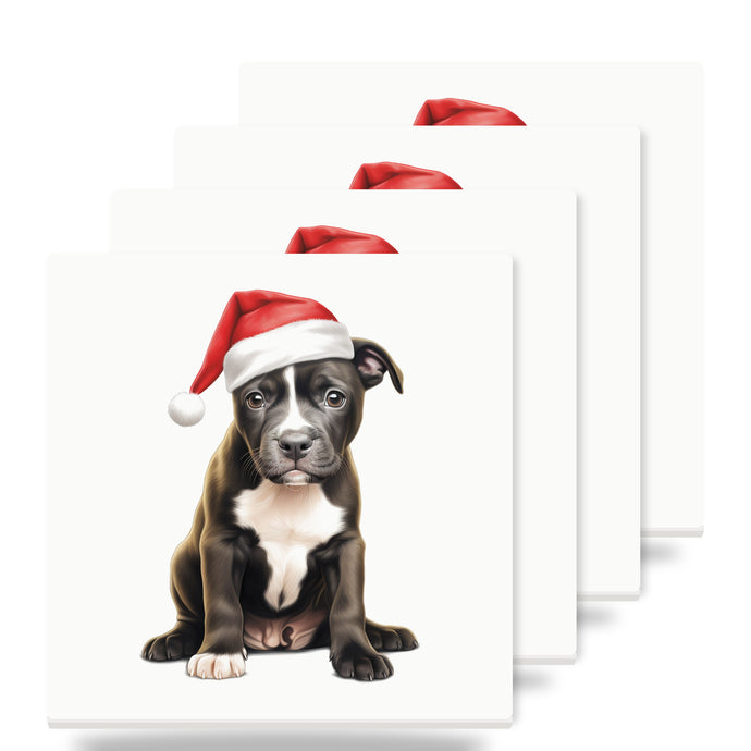 Staffordshire Bull Terrier Puppy Drawing ceramic coasters set of 4