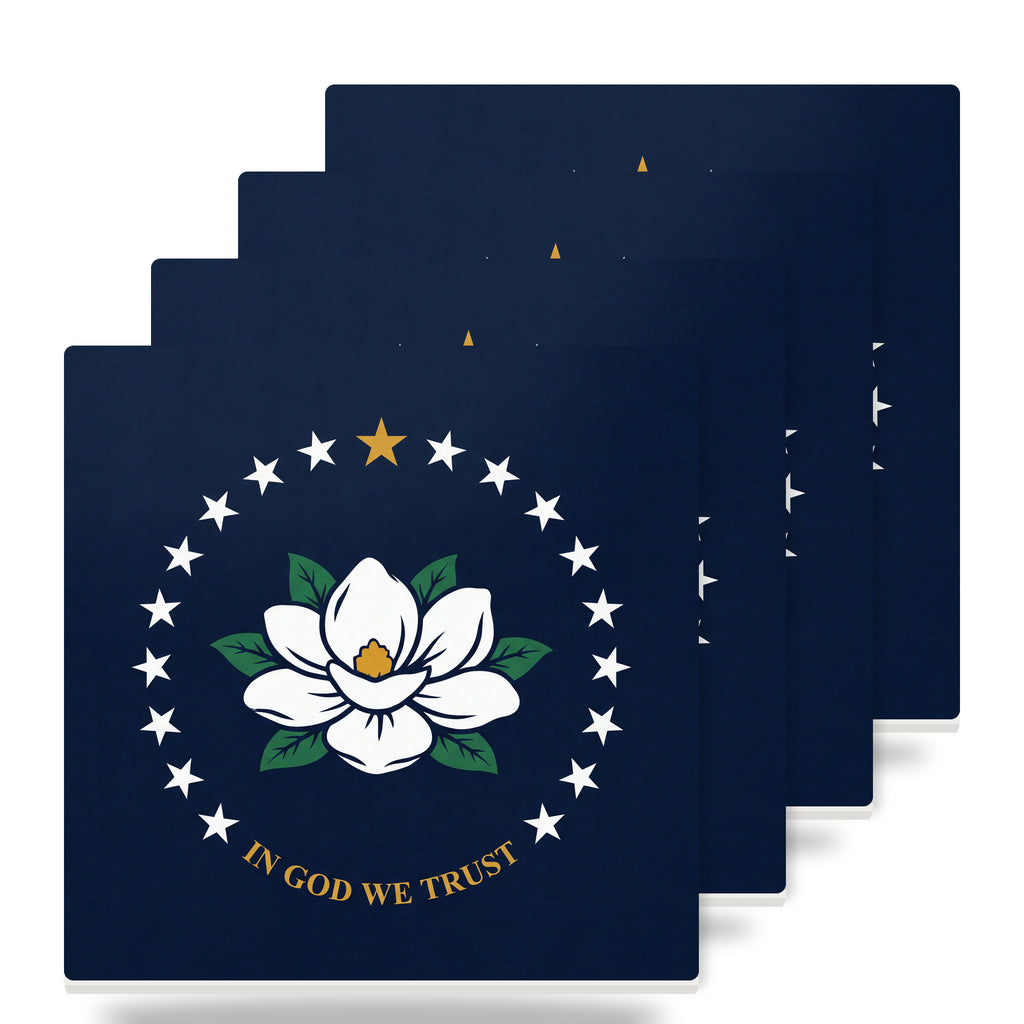 Mississippi State Flag ceramic coasters set of 4