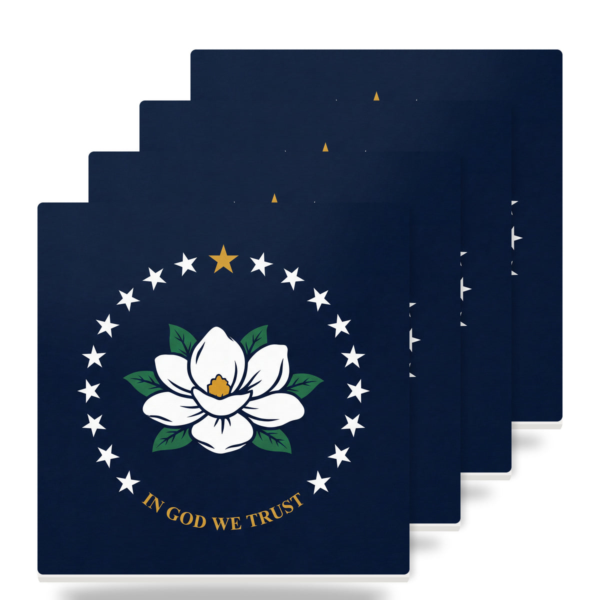 Mississippi State Flag ceramic coasters set of 4